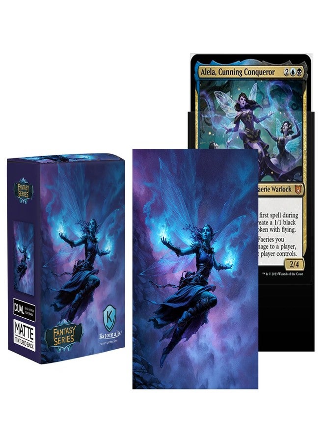 Katomula 100 MTG Card Sleeves with 100 Inner Sleeve, Textured Back Art Sleeves, Fit Standard Size Cards-Fairy Warlock - Image 2